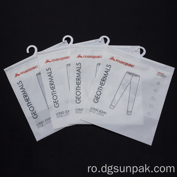 geantă de ambalare laminată cu fermoar cu cârlig transparent pentru fereastră